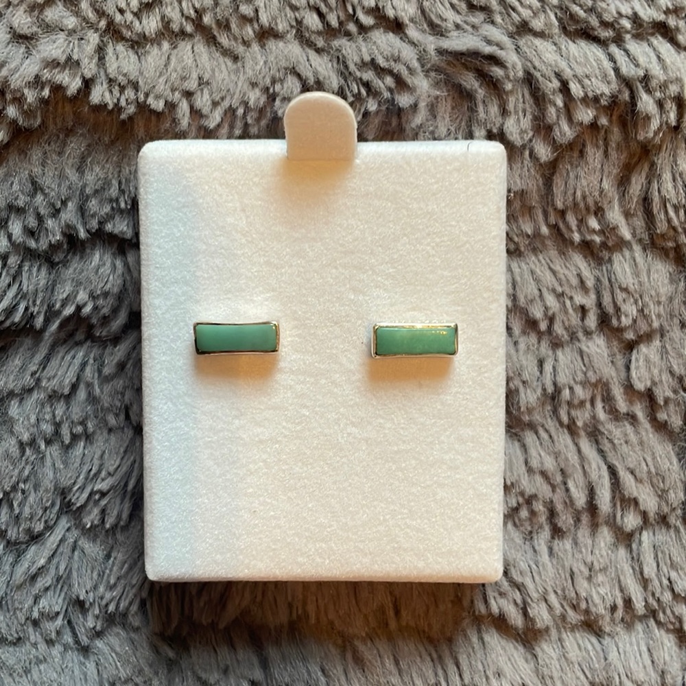 Pura Vida teal and silver rectangle earrings